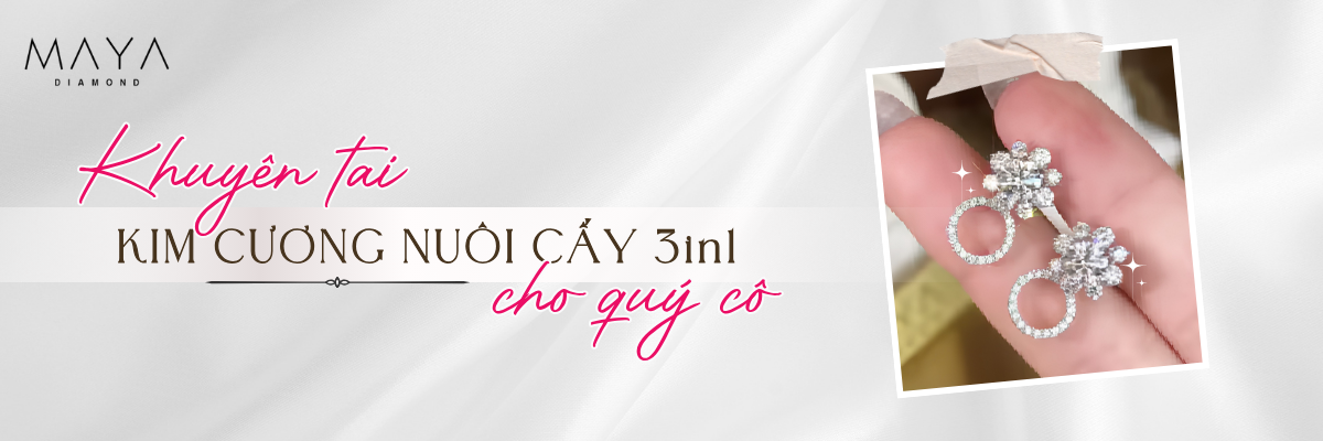 KHUYÊN TAI KIM CƯƠNG 3IN1 GIẢI PHÁP TRANG SỨC CHO QUÝ CÔ 