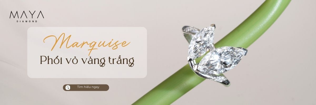 NHẪN KIM CƯƠNG MARQUISE 2 CARAT PHỐI VỎ VÀNG TRẮNG