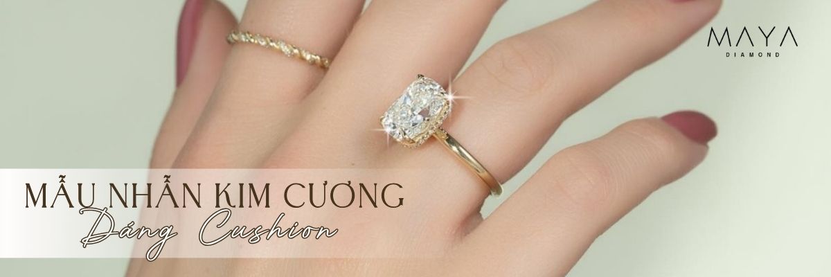 MẪU NHẪN KIM CƯƠNG DÁNG CUSHION CUT THANH LỊCH HỢP CÔNG SỞ